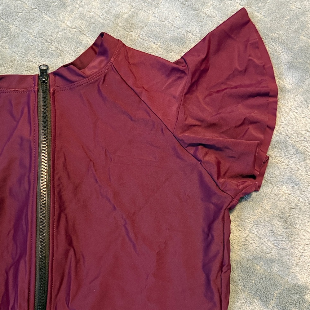 Zip front maroon swim suit - Picture 5 of 6